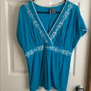 Blue and white blouse